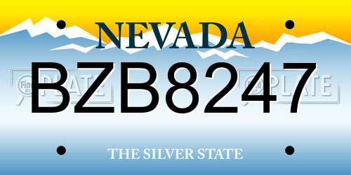 BZB8247 Nevada License Plate