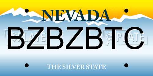 BZBZBTC Nevada License Plate