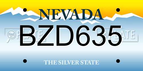 BZD635 Nevada License Plate