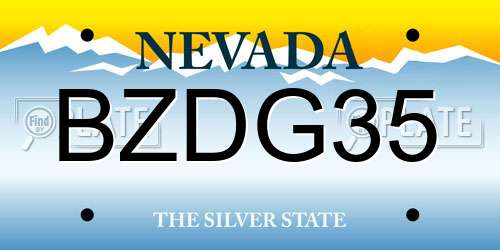 BZDG35 Nevada License Plate