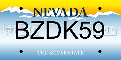 BZDK59 Nevada License Plate