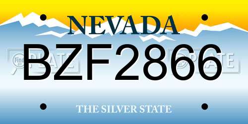 BZF2866 Nevada License Plate