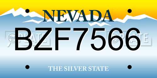 BZF7566 Nevada License Plate