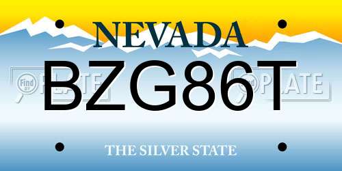 BZG86T Nevada License Plate