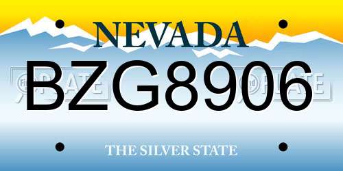 BZG8906 Nevada License Plate
