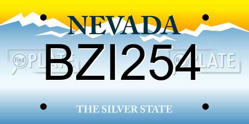 BZI254 Nevada License Plate