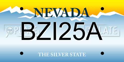 BZI25A Nevada License Plate