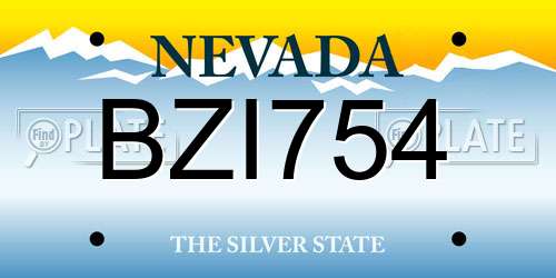 BZI754 Nevada License Plate