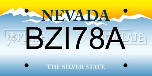 BZI78A Nevada License Plate