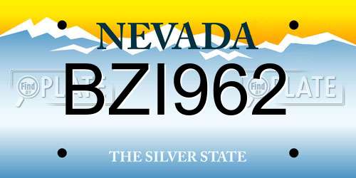 BZI962 Nevada License Plate