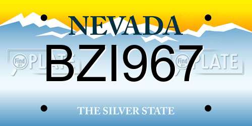 BZI967 Nevada License Plate