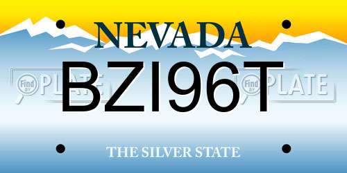 BZI96T Nevada License Plate
