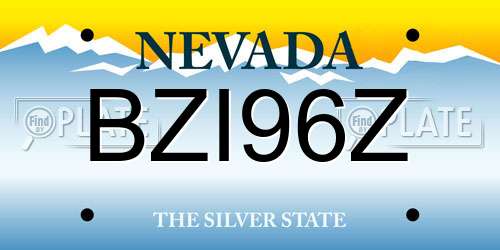 BZI96Z Nevada License Plate