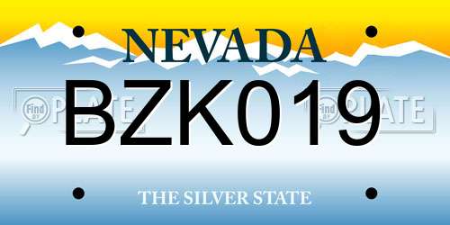 BZK019 Nevada License Plate