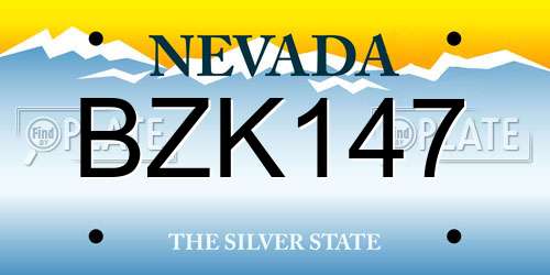BZK147 Nevada License Plate
