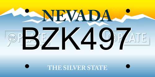 BZK497 Nevada License Plate