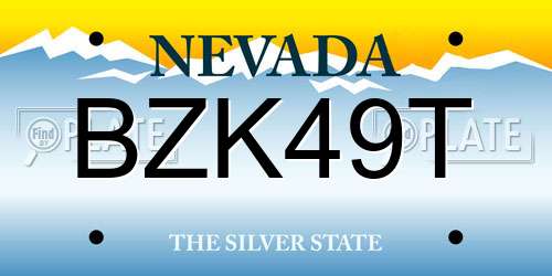 BZK49T Nevada License Plate