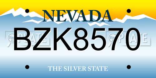 BZK8570 Nevada License Plate