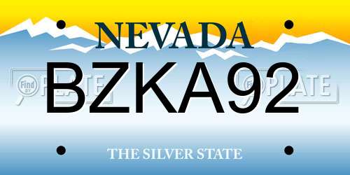 BZKA92 Nevada License Plate