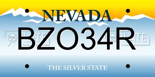 BZO34R Nevada License Plate