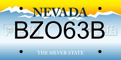 BZO63B Nevada License Plate