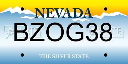 BZOG38 Nevada License Plate