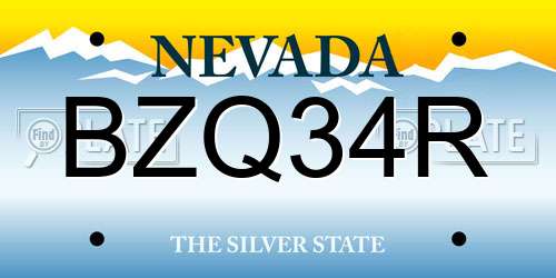 BZQ34R Nevada License Plate