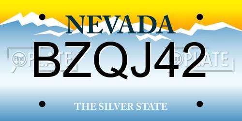 BZQJ42 Nevada License Plate