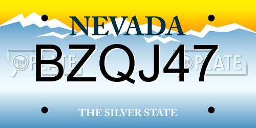 BZQJ47 Nevada License Plate