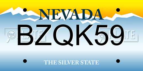 BZQK59 Nevada License Plate