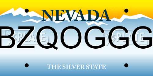 BZQOGGG Nevada License Plate