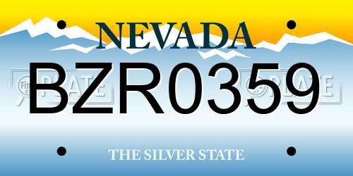 BZR0359 Nevada License Plate