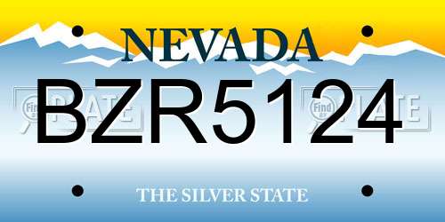 BZR5124 Nevada License Plate