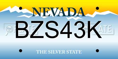 BZS43K Nevada License Plate