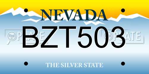 BZT503 Nevada License Plate