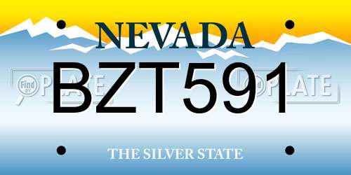 BZT591 Nevada License Plate
