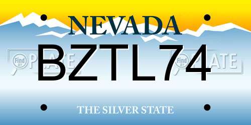 BZTL74 Nevada License Plate