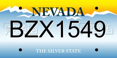 BZX1549 Nevada License Plate
