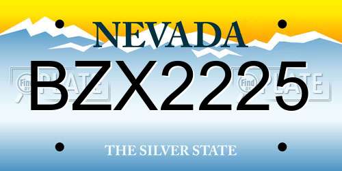 BZX2225 Nevada License Plate