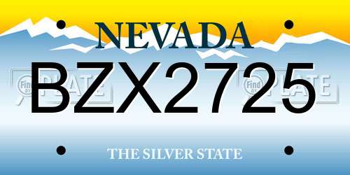 BZX2725 Nevada License Plate