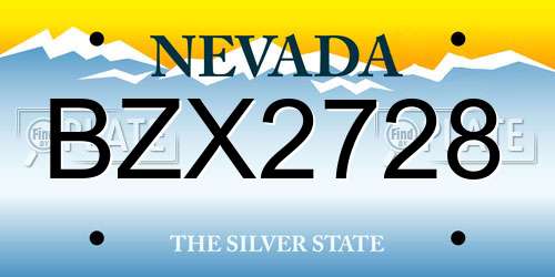 BZX2728 Nevada License Plate