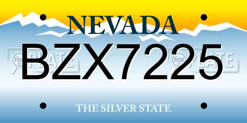 BZX7225 Nevada License Plate