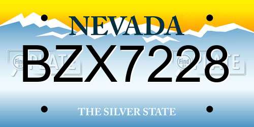 BZX7228 Nevada License Plate