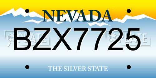 BZX7725 Nevada License Plate