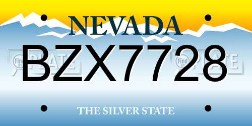BZX7728 Nevada License Plate