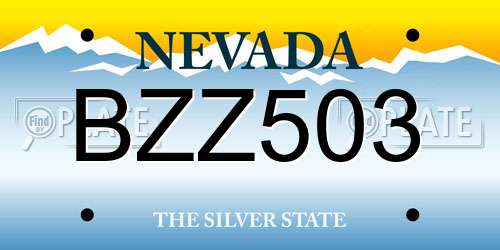 BZZ503 Nevada License Plate