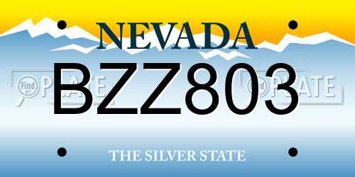 BZZ803 Nevada License Plate