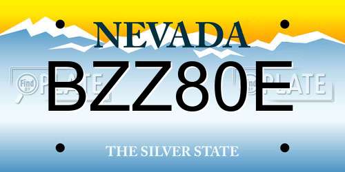 BZZ80E Nevada License Plate