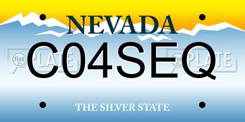 C04SEQ Nevada License Plate