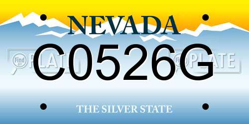 C0526G Nevada License Plate